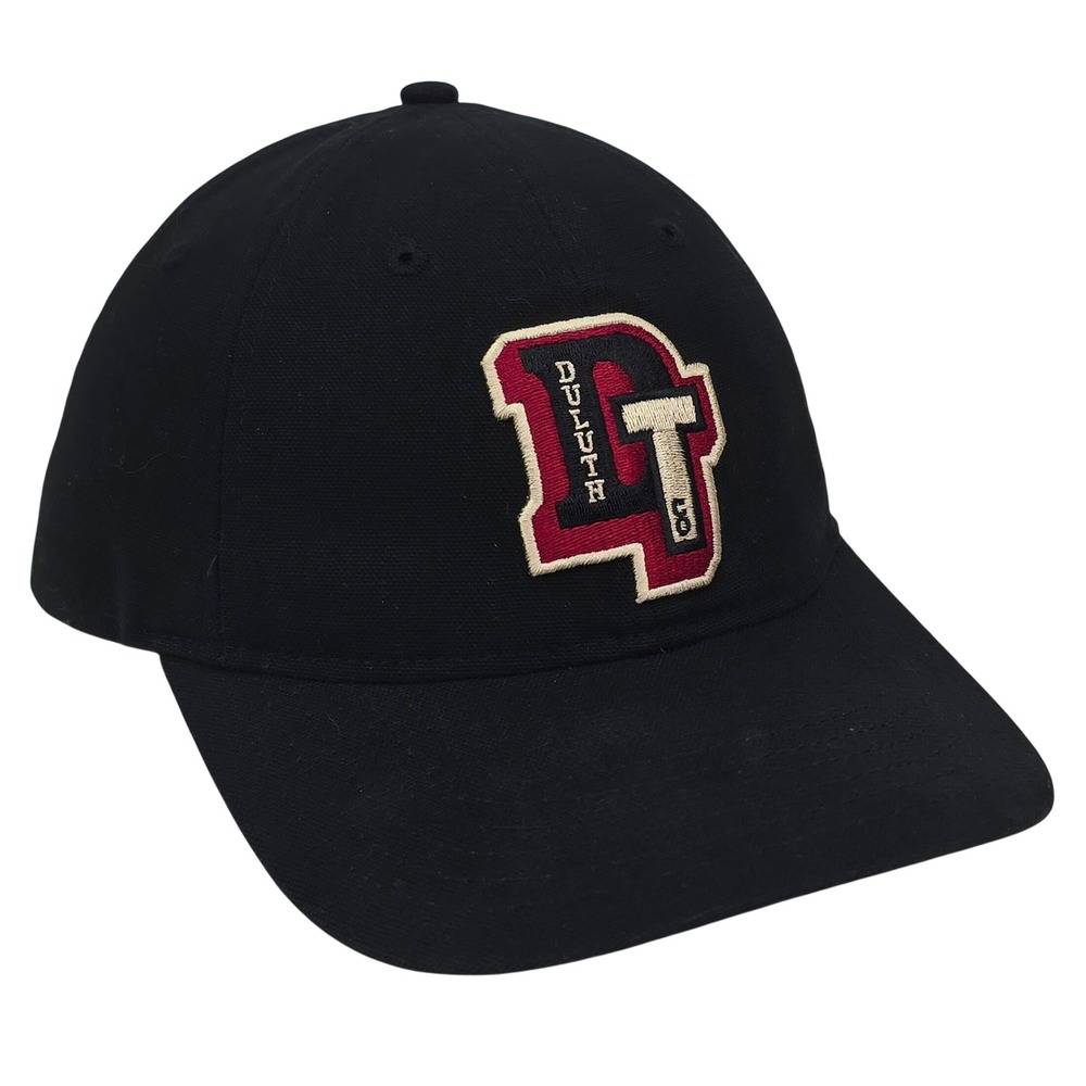 Duluth Trading Co Varsity Logo Baseball Cap Mens XL/2XL Black Adjustable Hat NEW